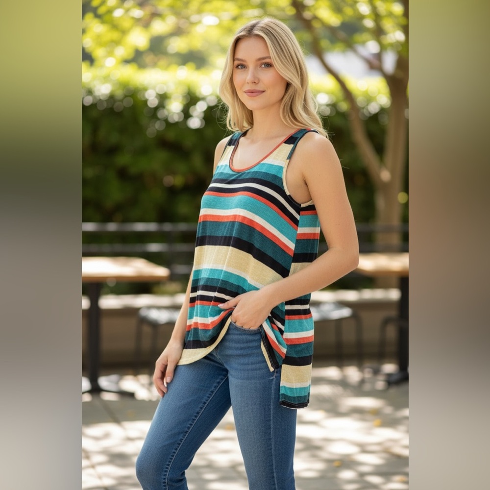 Agenda Multicolor Striped Tank Top